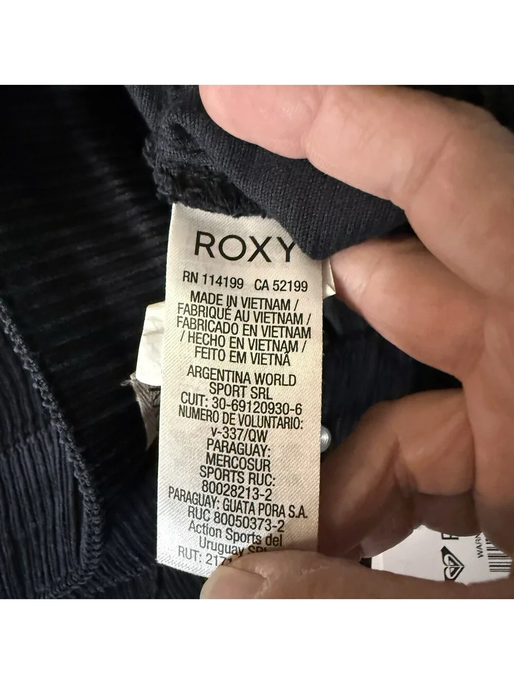 Roxy Warning Sign Skirt Womens M Black Corduroy Button Front NWT $50